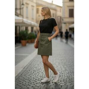Banana Republic Belted Painter Skirt Size 14 Olive Green Utility Mini